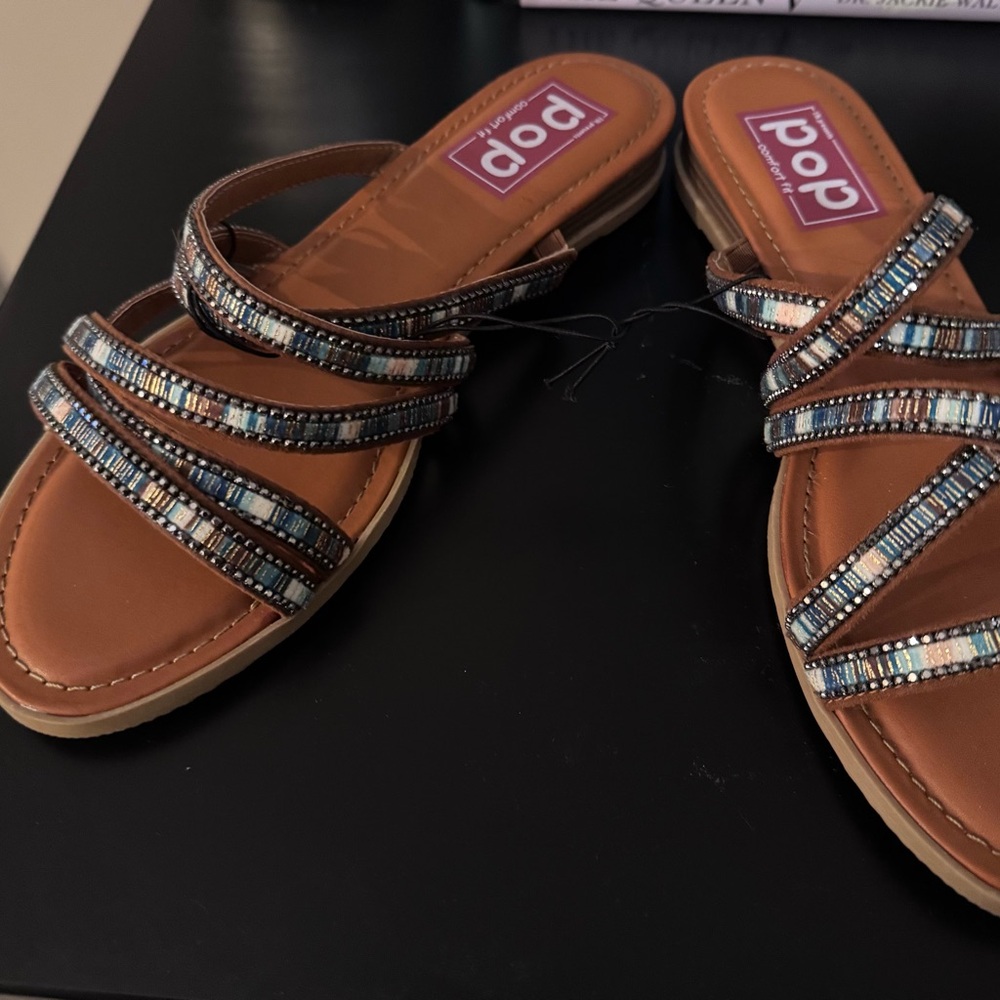 Pop Brown Rhinestone Sandals - Picture 13 of 13